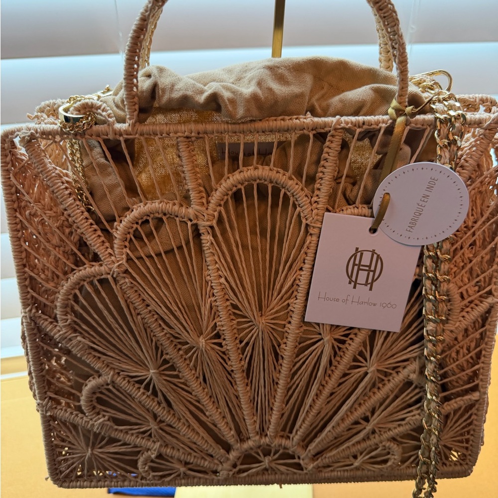 House of Harlow 1960 Tan Woven Straw Tote - Picture 4 of 4